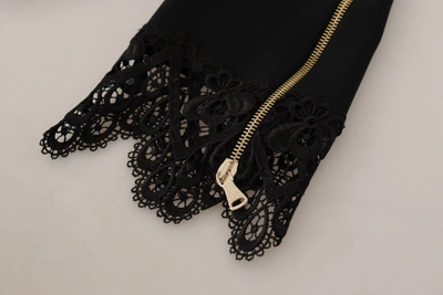Shop Dolce & Gabbana Elegant Beaded Logo Zip Sleeve Women's Blouse In Black