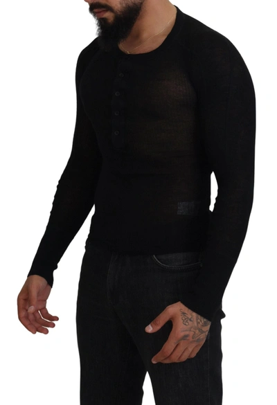 Dolce & Gabbana Black Cashmere Crew Neck Pullover Sweater In Black