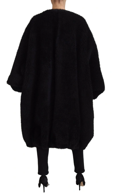 Shop Dolce & Gabbana Elegant Black Cashmere Blend Overcoat Women's Jacket