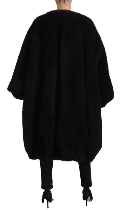 Dolce & Gabbana Black Cashmere Blend Faux Fur Coat Jacket In Black