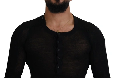 Dolce & Gabbana Black Cashmere Crew Neck Pullover Sweater In Black