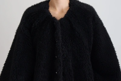 Dolce & Gabbana Black Cashmere Blend Faux Fur Coat Jacket In Black