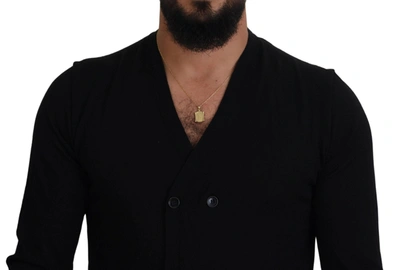 Shop Dolce & Gabbana Elegant Black Cashmere Cardigan Men's Sweater