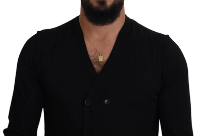 Dolce & Gabbana Black Wool Button Down Men Cardigan Sweater In Black