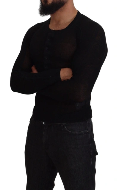 Dolce & Gabbana Black Cashmere Crew Neck Pullover Sweater In Black