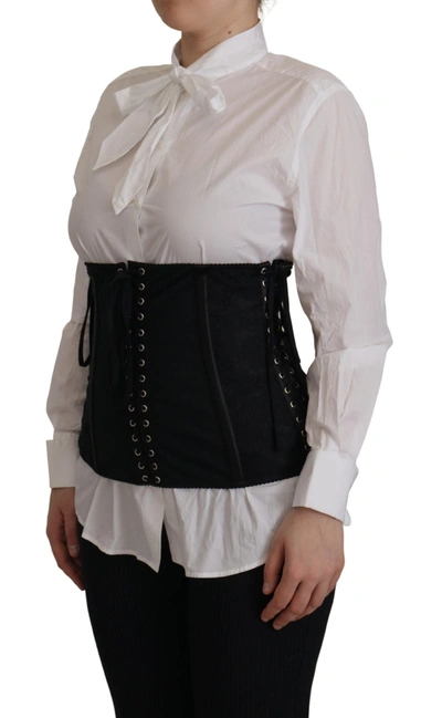 Dolce & Gabbana Elegant Black Corset Waist Strap Top In Black