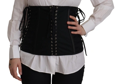 Dolce & Gabbana Elegant Black Corset Waist Strap Top In Black