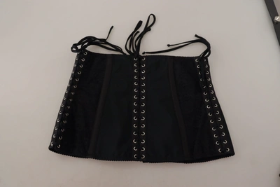 Dolce & Gabbana Elegant Black Corset Waist Strap Top In Black