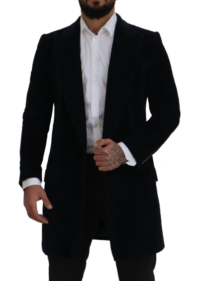 Shop Dolce & Gabbana Elegant Black Cotton Long Cardigan Men's Jacket