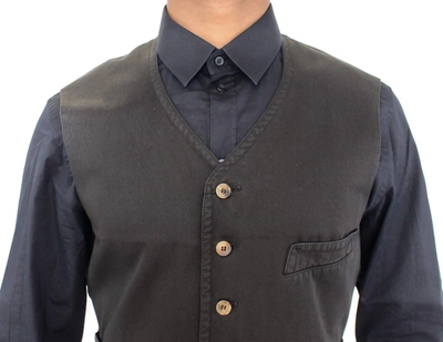Shop Dolce & Gabbana Black Cotton Blend Dress Vest Men's Gilet