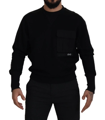 Shop Dolce & Gabbana Elegant Crewneck Cotton Blend Men's Sweater In Black