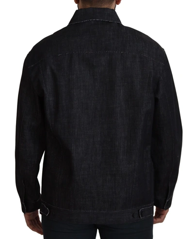 Dolce & Gabbana Black Cotton Full Button Denim Jacket In Black