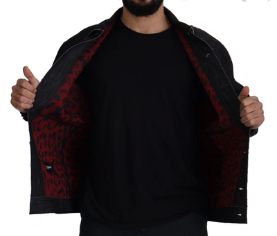 Dolce & Gabbana Black Cotton Full Button Denim Jacket In Black