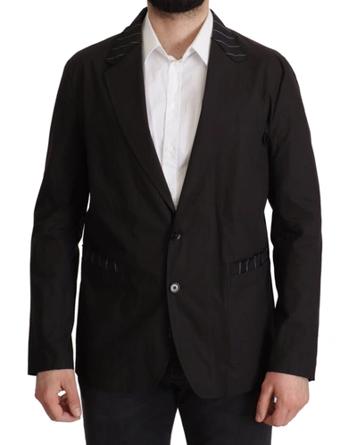 Shop Dolce & Gabbana Elegant Black Cotton-wool Blend Blazer Men's Jacket