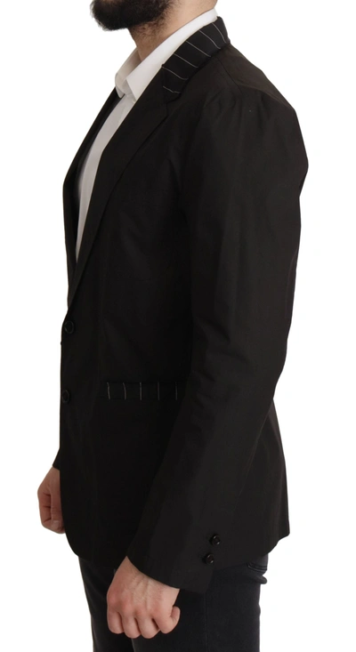 Shop Dolce & Gabbana Elegant Black Cotton-wool Blend Blazer Men's Jacket