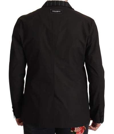Shop Dolce & Gabbana Elegant Black Cotton-wool Blend Blazer Men's Jacket