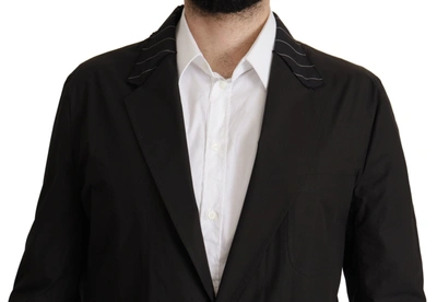 Shop Dolce & Gabbana Elegant Black Cotton-wool Blend Blazer Men's Jacket