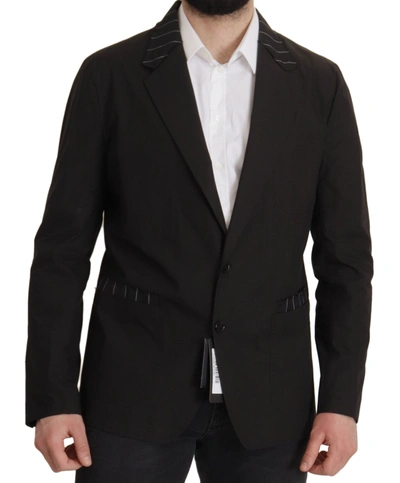 Shop Dolce & Gabbana Elegant Black Cotton-wool Blend Blazer Men's Jacket