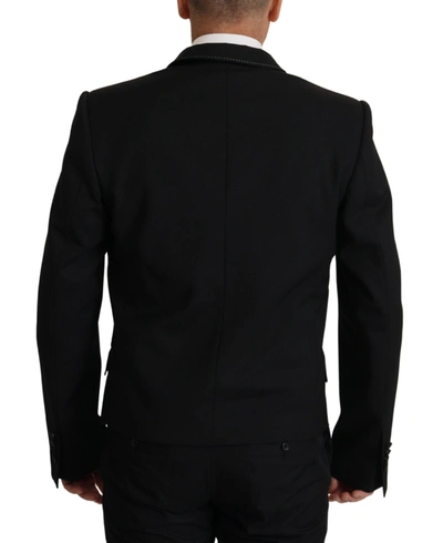 Dolce & Gabbana Black Double Breasted Coat Blazer Jacket In Black
