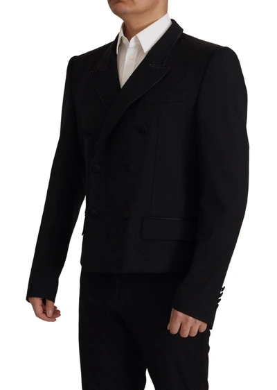 Dolce & Gabbana Black Double Breasted Coat Blazer Jacket In Black