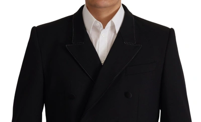 Dolce & Gabbana Black Double Breasted Coat Blazer Jacket In Black