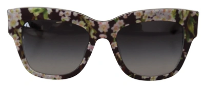 Shop Dolce & Gabbana Black Floral Acetate Rectangle Shades Dg4231f Women's Sunglasses