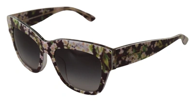 Shop Dolce & Gabbana Black Floral Acetate Rectangle Shades Dg4231f Women's Sunglasses