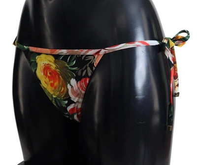 Shop Dolce & Gabbana Elegant Floral Bikini Bottoms - Drawstring Women's Closure In Black