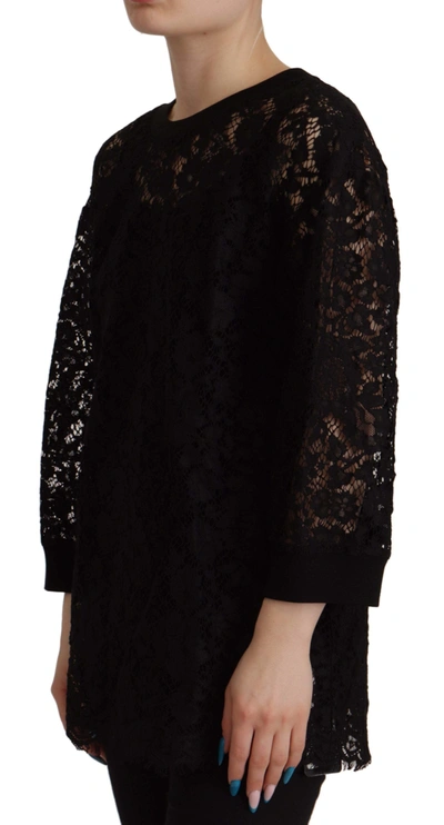 Shop Dolce & Gabbana Elegant Black Long Sleeve Blouse Women's Top