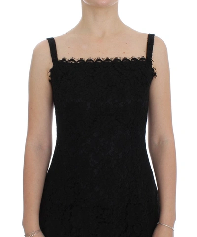 Dolce & Gabbana Black Floral Lace Shift Knee Length Dress In Black