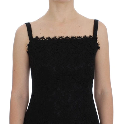 Dolce & Gabbana Black Floral Lace Shift Knee Length Dress In Black