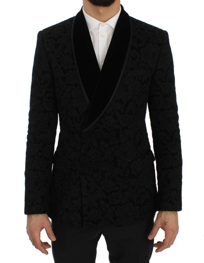 Shop Dolce & Gabbana Elegant Slim Fit Black Silk-blend Men's Blazer