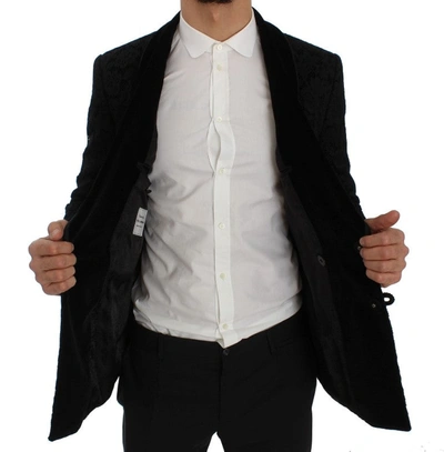 Shop Dolce & Gabbana Elegant Slim Fit Black Silk-blend Men's Blazer