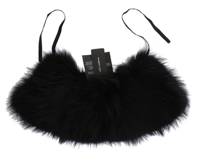 Shop Dolce & Gabbana Black Fox Fur Collar Women's Scarf