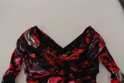 Dolce & Gabbana Black Floral Roses A-line Sheath Gown Dress In Black