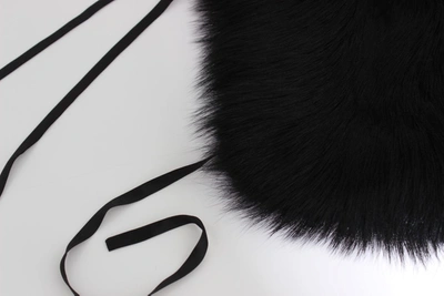 Dolce & Gabbana Black Fox Fur Shoulder Wrap Cover Collar Scarf In Black