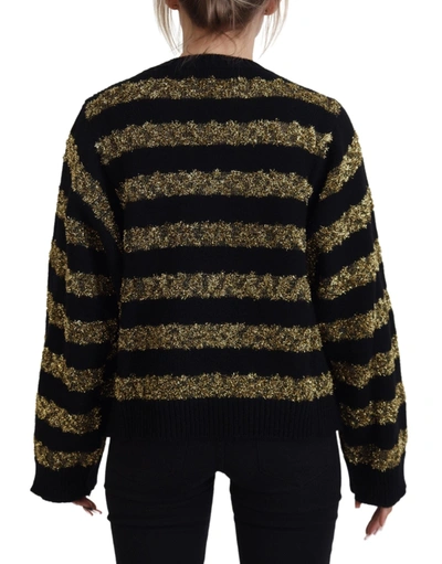 Shop Dolce & Gabbana Elegant Black And Gold Crystal Women's Sweater