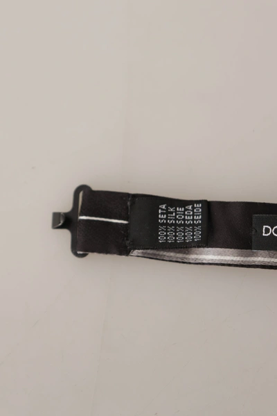 Dolce & Gabbana Black Grey Lining 100% Silk Neck Papillon Tie In Grey