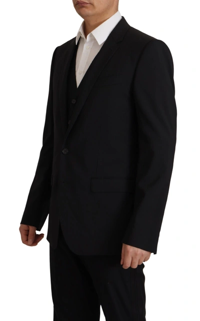 Shop Dolce & Gabbana Elegant Black Martini Blazer And Vest Men's Ensemble