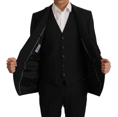 Shop Dolce & Gabbana Elegant Black Martini Blazer And Vest Men's Ensemble