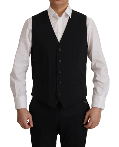 Dolce & Gabbana Black Jacket Vest 2 Piece Martini Blazer In Black