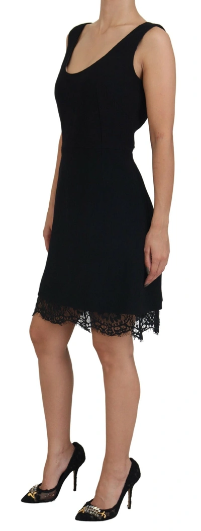 Shop Dolce & Gabbana Elegant Black Lace Detail Mini Women's Dress