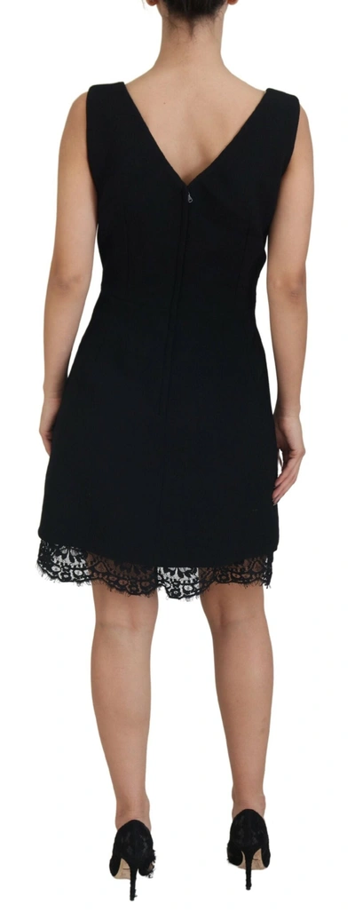 Shop Dolce & Gabbana Elegant Black Lace Detail Mini Women's Dress