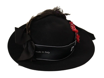 Shop Dolce & Gabbana Elegant Wide Brim Black Women's Hat