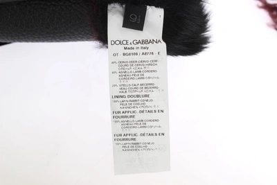 Dolce & Gabbana Black Leather Bordeaux Shearling Gloves In Bordeaux