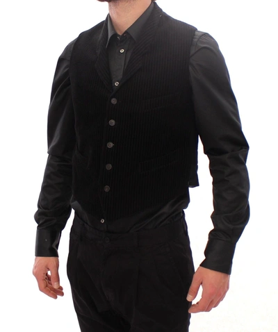 Shop Dolce & Gabbana Elegant Black Manchester Dress Men's Vest