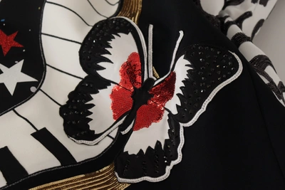 Dolce & Gabbana Black Love Clock Sequined Piano Skirt In Black