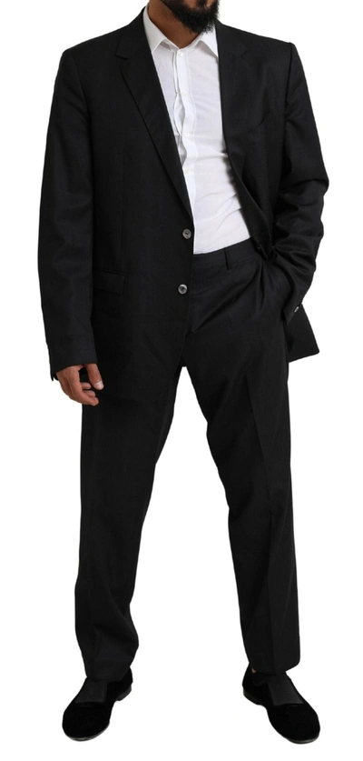 Shop Dolce & Gabbana Elegant Black Virgin Wool Martini Men's Suit