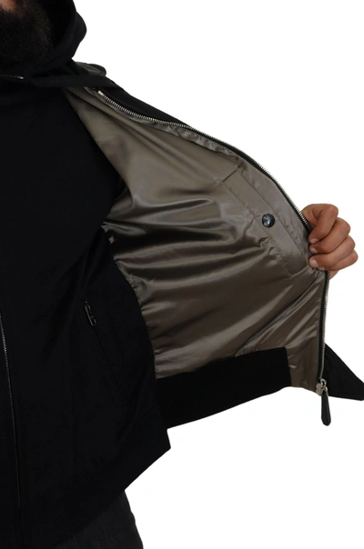 Dolce & Gabbana Black Nylon Hooded Full Zip Men Coat Jacket In Black
