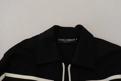 Shop Dolce & Gabbana Elegant Full Zip Black And White Men's Sweater